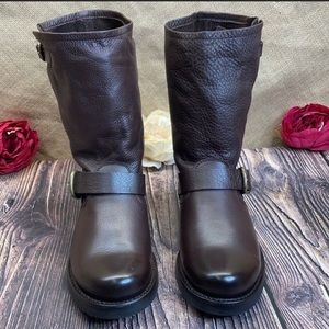 Frye Dark Brown Leather Veronica Short Boots